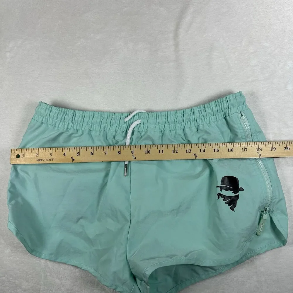 Culprit Mens XL Mint Swim Trunks Made USA Elastic Waist Zip Pocket Shorts